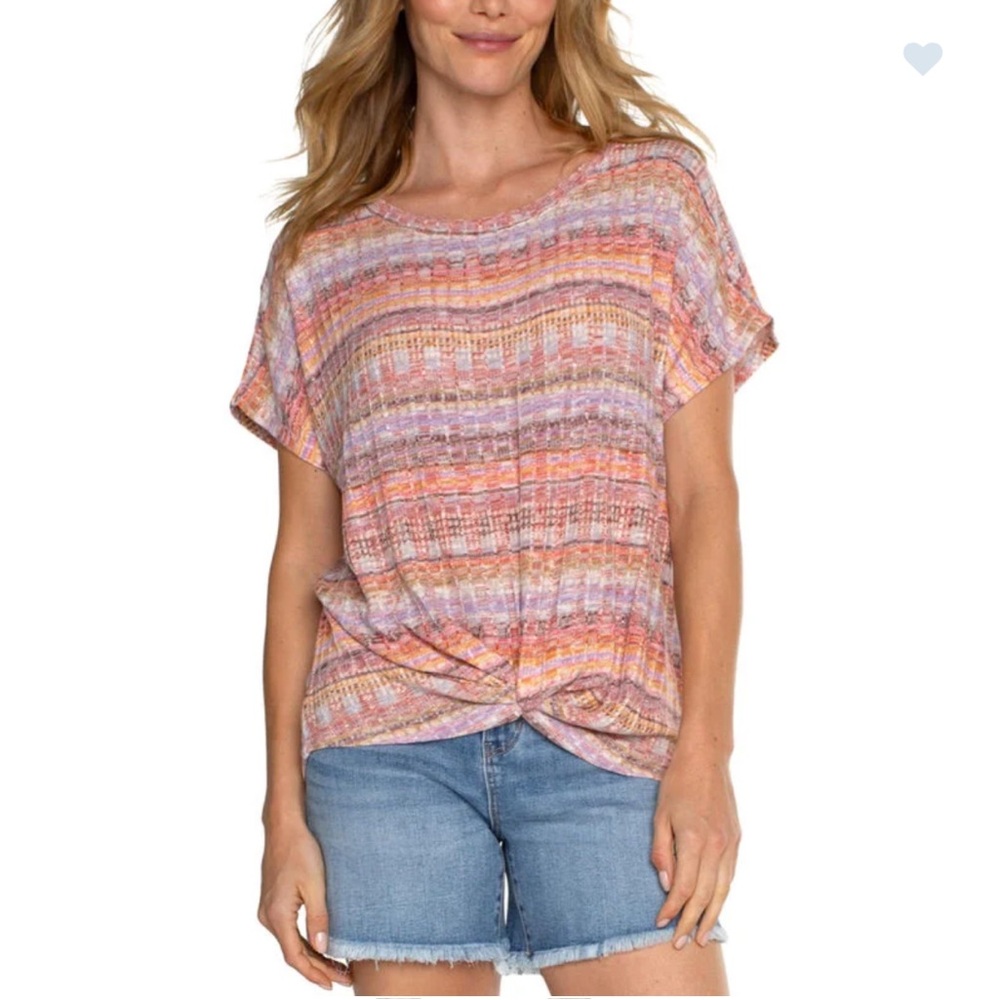 Women’s PETITE Crew Neck Dolman With Twisted Front Detail
